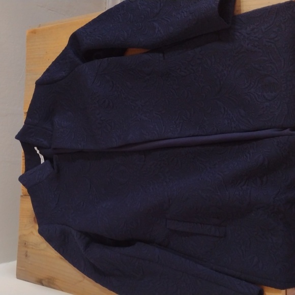 Chico's Navy Floral Jacquard Knit Topper Jacket Size US 4 - Picture 9 of 15